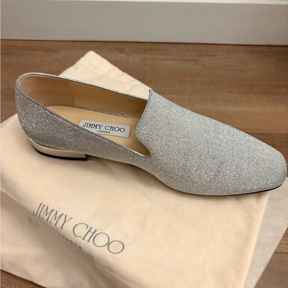 Jimmy Choo Glittering Silver Loafers - Picture 5 of 12